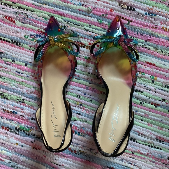 Like new in original box size 10 Betsey Johnson Deedee rainbow heels - Picture 2 of 6